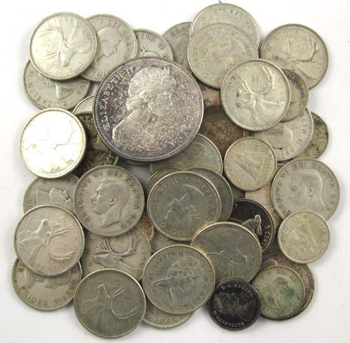 Appraisal: CANADIAN SILVER COIN COLLECTION a mixed variety of type coins