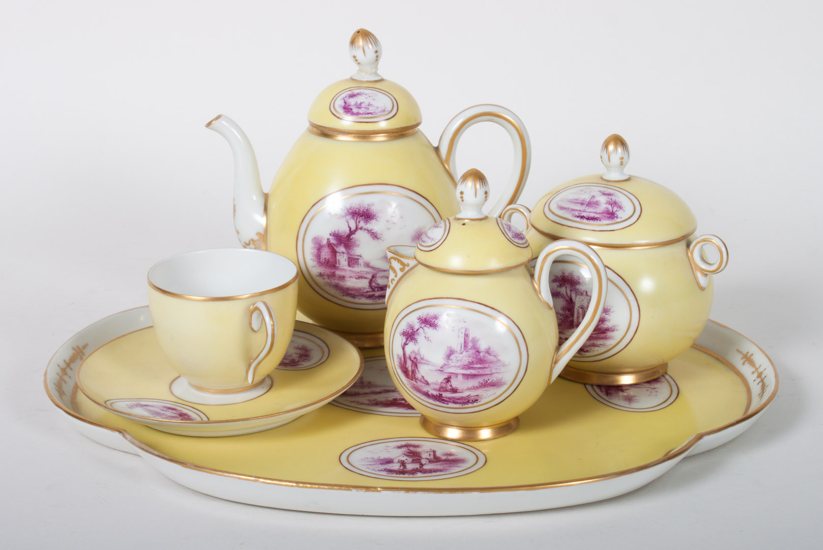 Appraisal: French porcelain tea set early th century each piece with