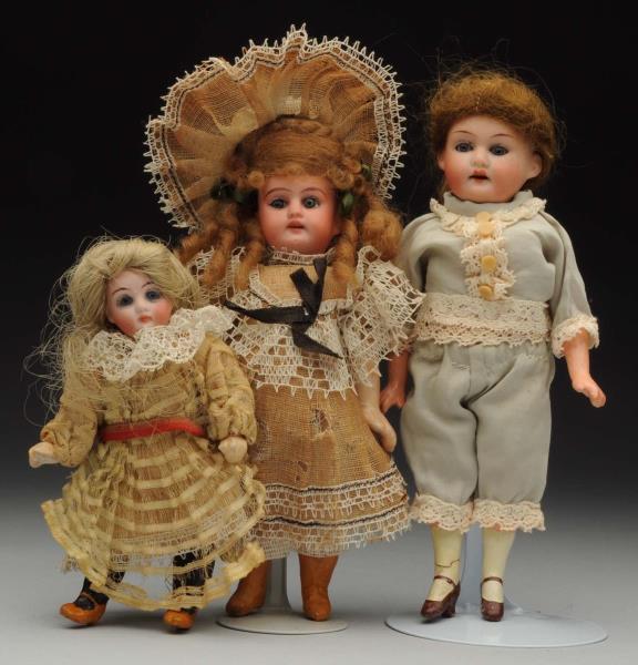 Appraisal: Lot Of German Bisque Dolls All with bisque socket heads