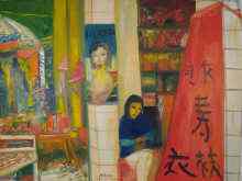 Appraisal: John Bellany - An unframed oil on canvas Oriental theme