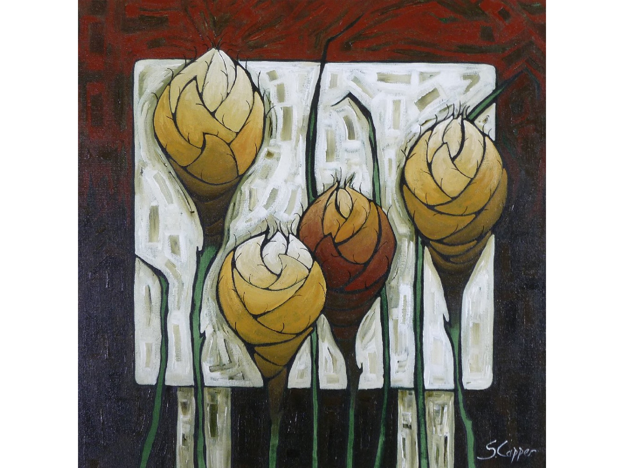 Appraisal: STEVE CAPPER MODERN OIL ON CANVAS Seed Heads I Signed