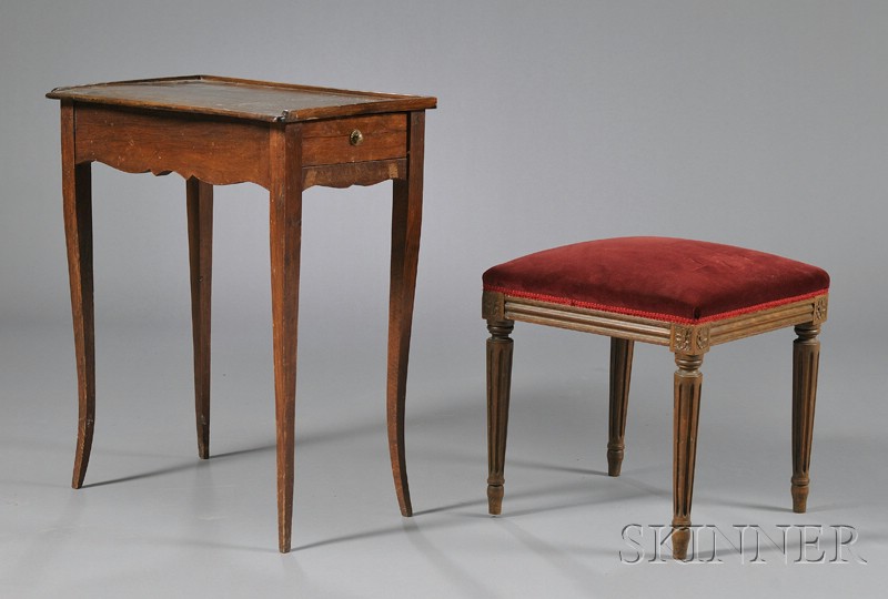 Appraisal: Louis XV Style Walnut Single-Drawer Side Table and Associated Vanity