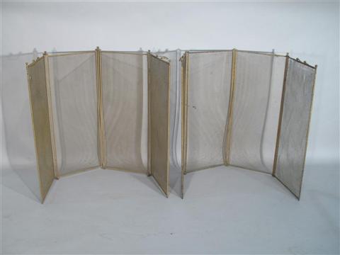 Appraisal: PAIR OF FOUR SECTION MESH FIRESCREENS Each with four gold