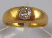 Appraisal: An antique carat gold cushion cut diamond ring the diamond