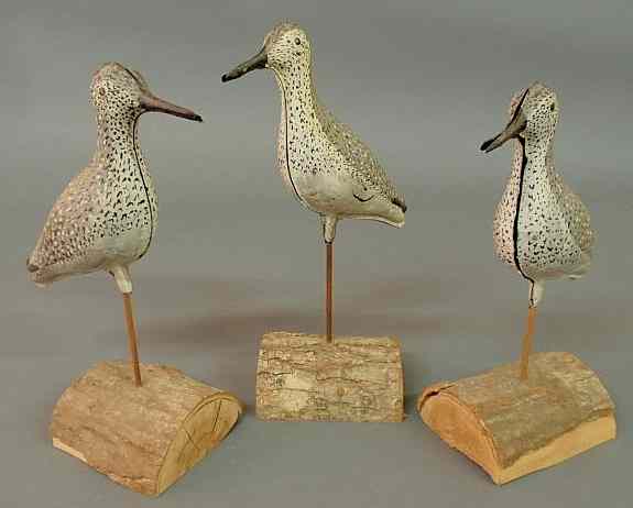 Appraisal: Three painted metal shore birds all mounted on wood bases