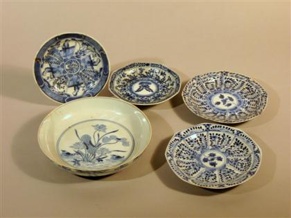 Appraisal: Five Chinese blue and white dishes yongzheng mark and of