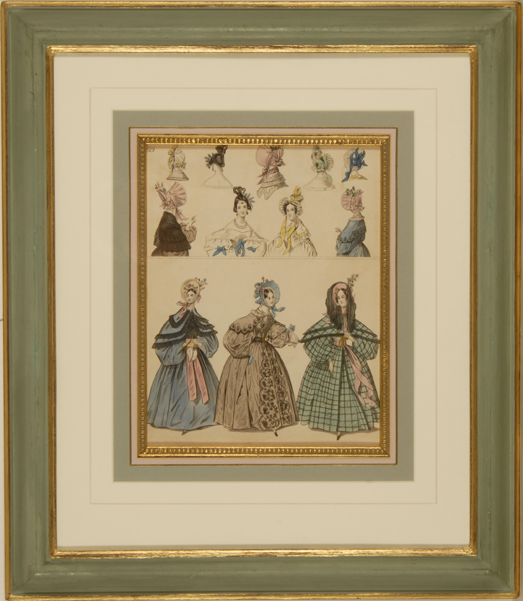 Appraisal: FRAMED TH CENTURY FASHION PRINT x Nicely matted and framed