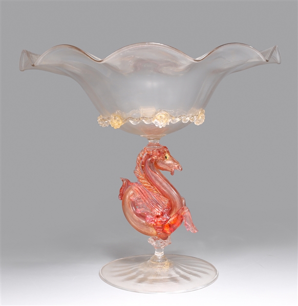 Appraisal: Large antique circa Venetian glass compote attributed to Artisti Barobier