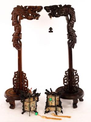 Appraisal: Two Chinese carved lantern holders cm high