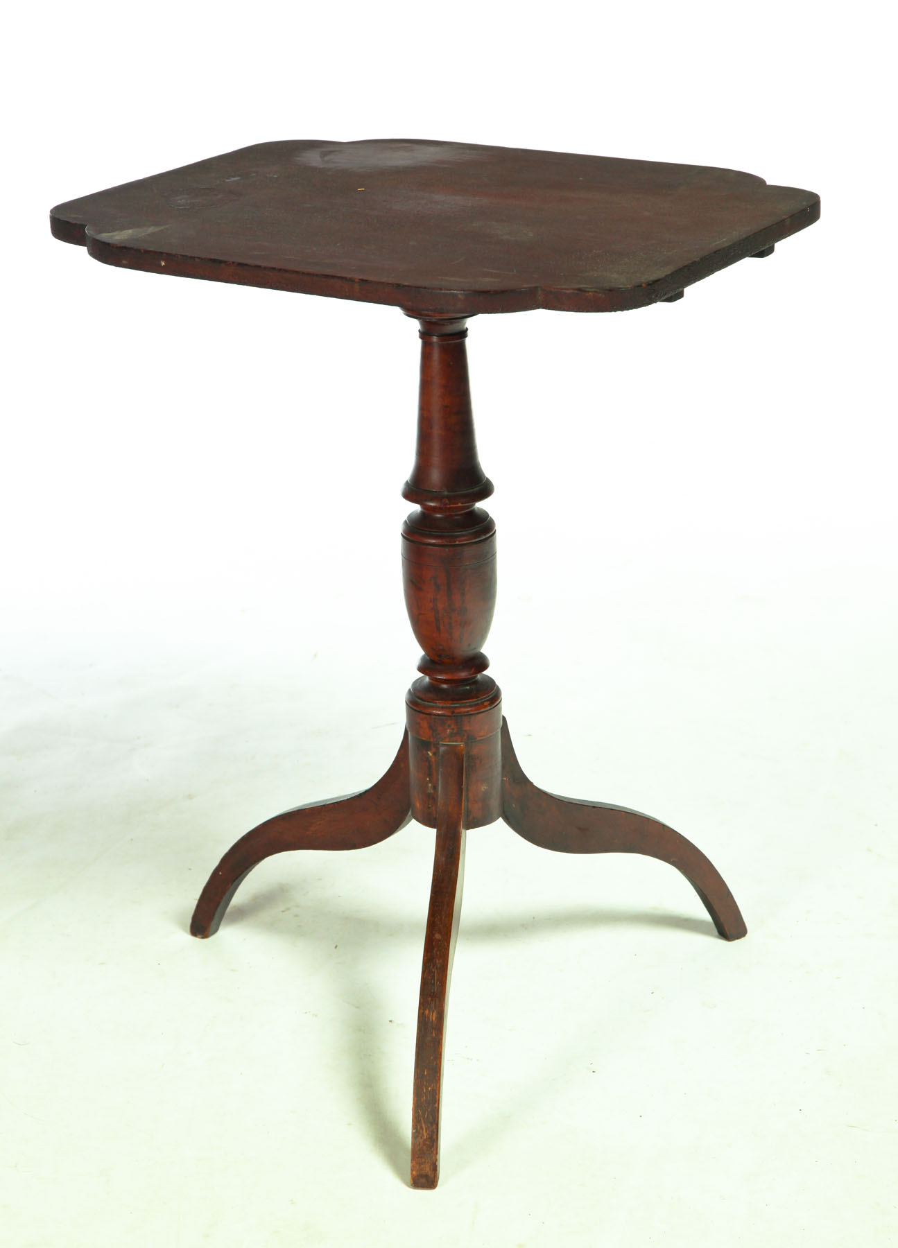 Appraisal: FEDERAL TILT-TOP CANDLESTAND American early th century curly maple base