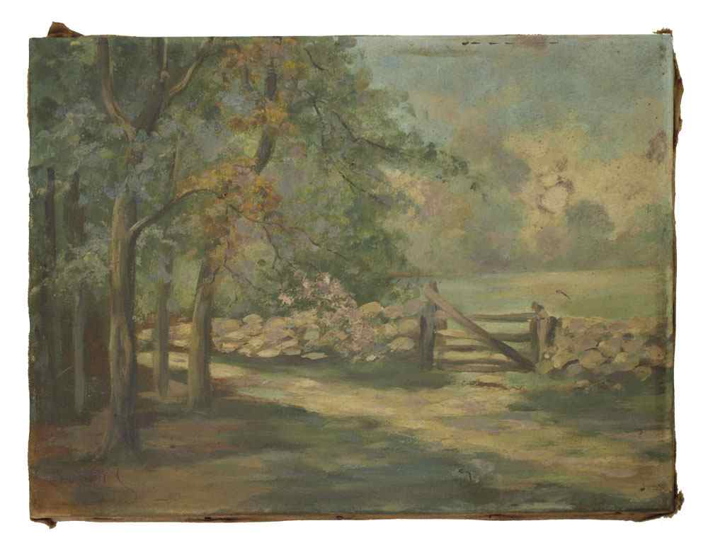 Appraisal: STOCKWELL Catherine American - Country Road with Stone Fence Oil