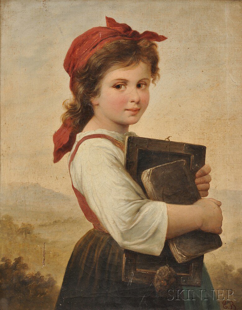 Appraisal: Continental School th Century Young Girl in a Red Bandanna