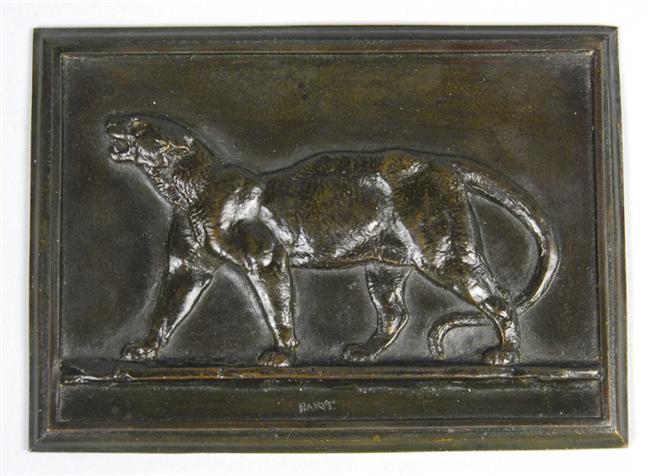 Appraisal: ANTOINE LOUIS BARYE French - LE LEOPARD bronze relief inscribed