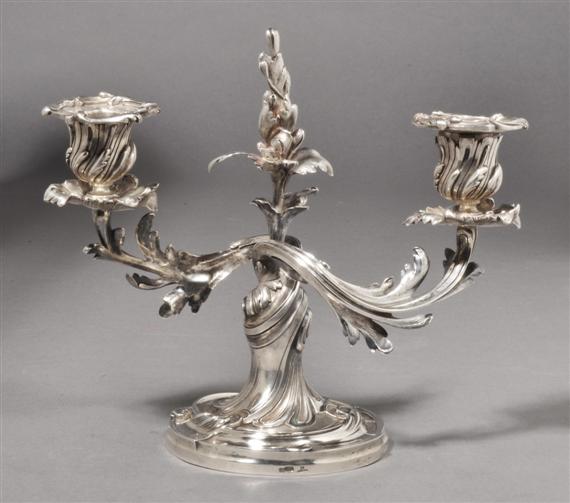 Appraisal: CANDELABRA -branch Marked St Petersburg Julius Rappoport Faberge With drip