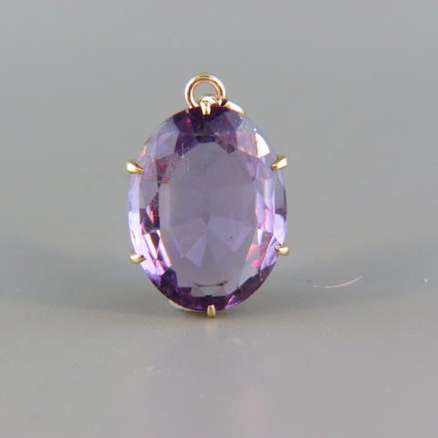 Appraisal: Amethyst Pendant five carat oval gem in k yellow gold