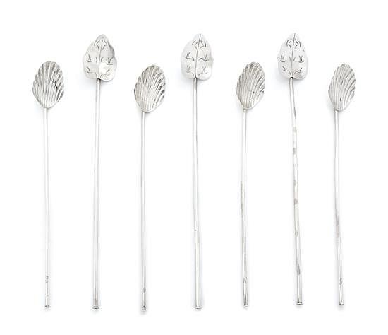 Appraisal: Twenty-Four Mexican Silver Iced Tea Spoons th Century comprising a