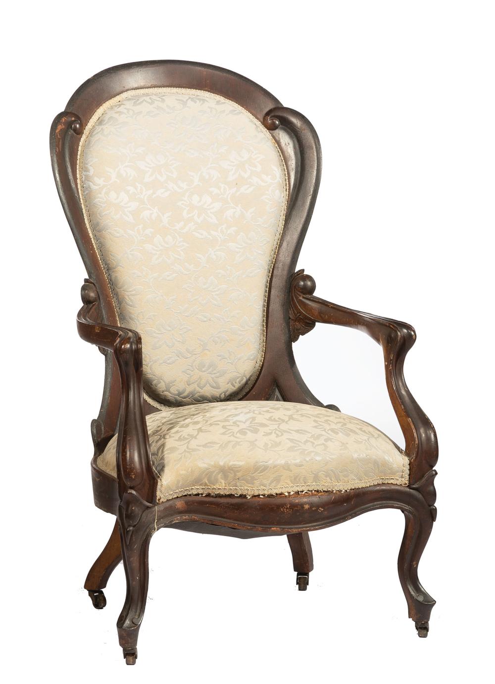 Appraisal: American Rococo Carved and Laminated Rosewood Armchair mid- th c