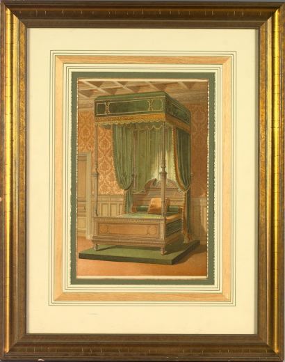 Appraisal: French School th Century Louis XV Canopy Bed chromolithograph sight