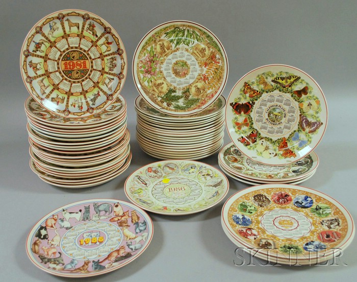 Appraisal: Fifty Wedgwood s- s Calendar Ceramic Plates including twenty-four s