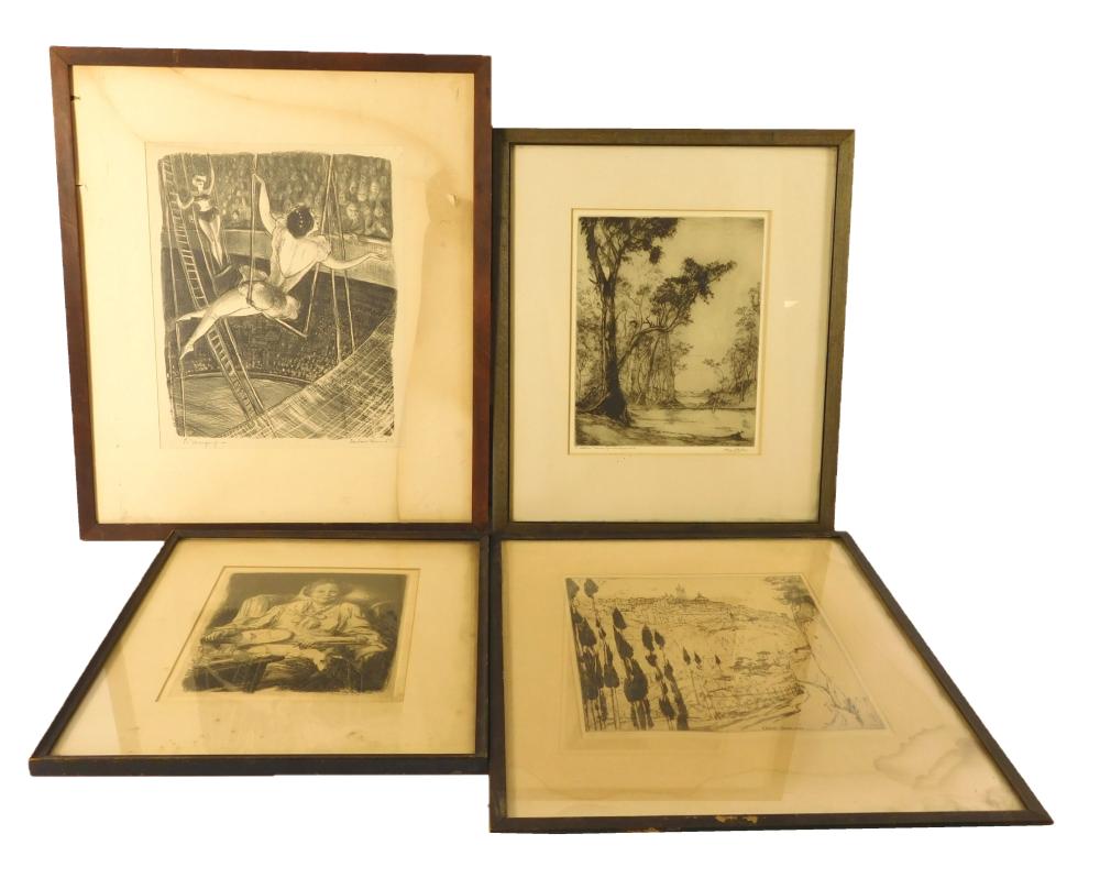 Appraisal: Four th c prints on paper including John Sloan etching