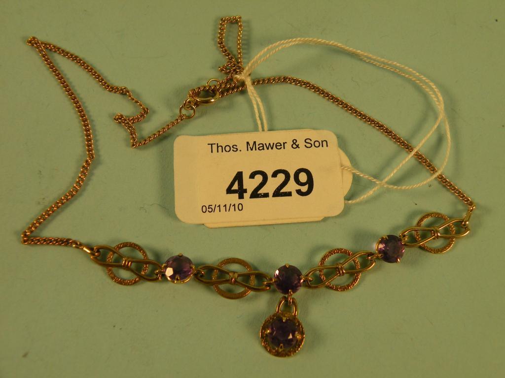 Appraisal: A carat gold and amethyst necklace