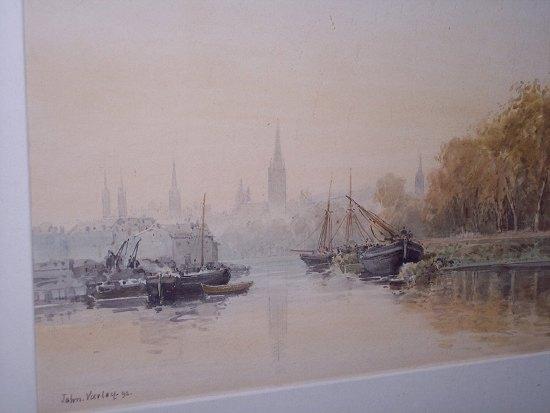 Appraisal: John Varley the younger Cathedral by a River with Bargessigned