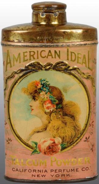 Appraisal: American Ideal Talc Tin Description Manufactured by the California Perfume