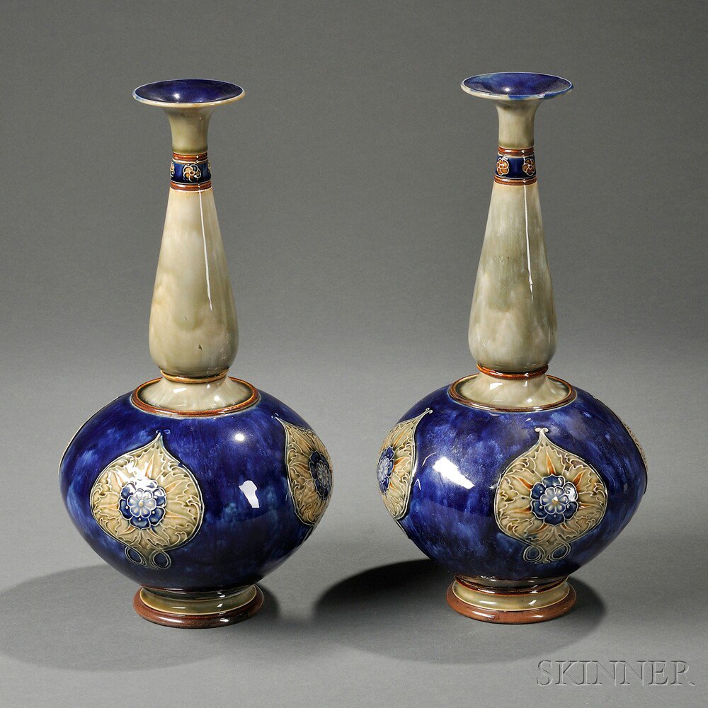 Appraisal: Pair of Royal Doulton Stoneware Vases England early th century