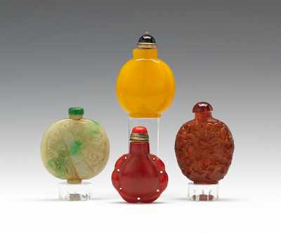 Appraisal: A Group of Four Antique Snuff bottles Three are glass