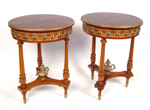 Appraisal: PAIR FRENCH LOUIS XV STYLE ORMOLU SIDE TABLES Measures ''