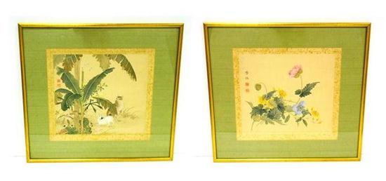 Appraisal: ASIAN two th C Japanese watercolors on fabric first still