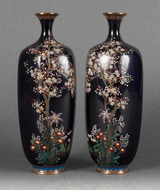 Appraisal: Matched pair of Japanese cloisonne enamel vases early th century