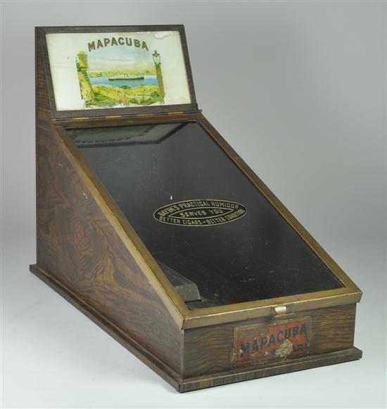 Appraisal: Mapacuba Store Cigar Case Humidor Early th Century Slanting glass