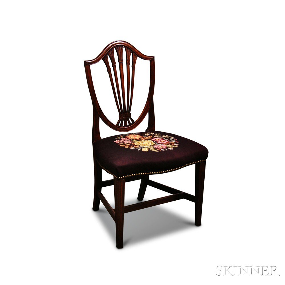 Appraisal: Federal-style Carved Mahogany Shield-back Side Chair the molded shield back