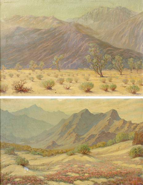 Appraisal: Carl Zimmermann American - Untitled Desert landscape Untitled Mountain landscape