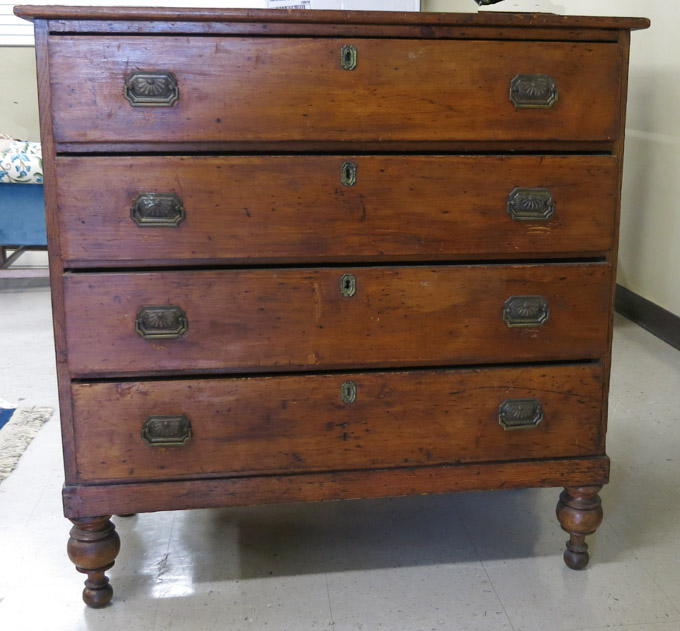 Appraisal: COUNTRY VICTORIAN PINE CHEST OF DRAWERS American th century having