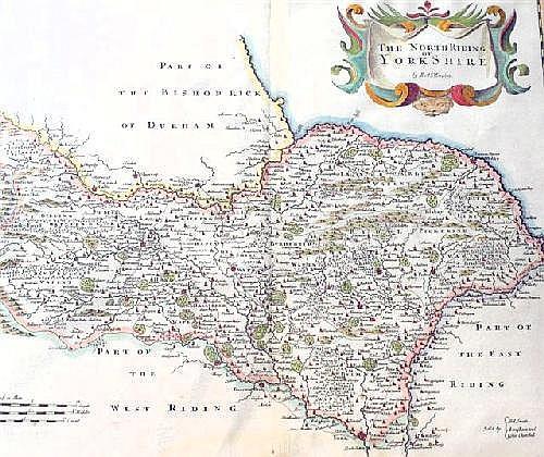 Appraisal: MAP OF THE YORKSHIRE NORTH RIDING ROBERT MORDEN hand-coloured framed