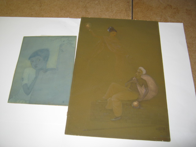 Appraisal: Two pastel paintings by D D Chamda India early th