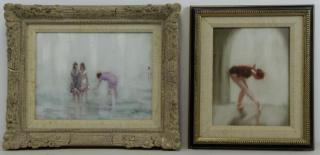 Appraisal: AUTORNIO Anthony Two Figural Oils on Canvas Figures on the