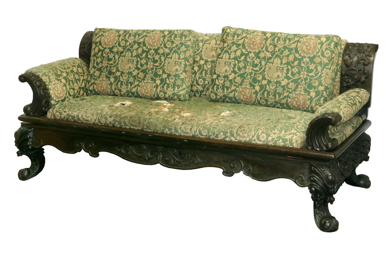 Appraisal: TH C CHINESE CARVED SOFA Carved Rosewood Frame Sofa for