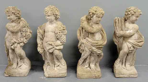 Appraisal: Set of cast stone garden figures The Four Seasons Each