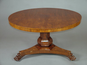 Appraisal: A William IV rosewood pedestal breakfast table the circular tilt-top