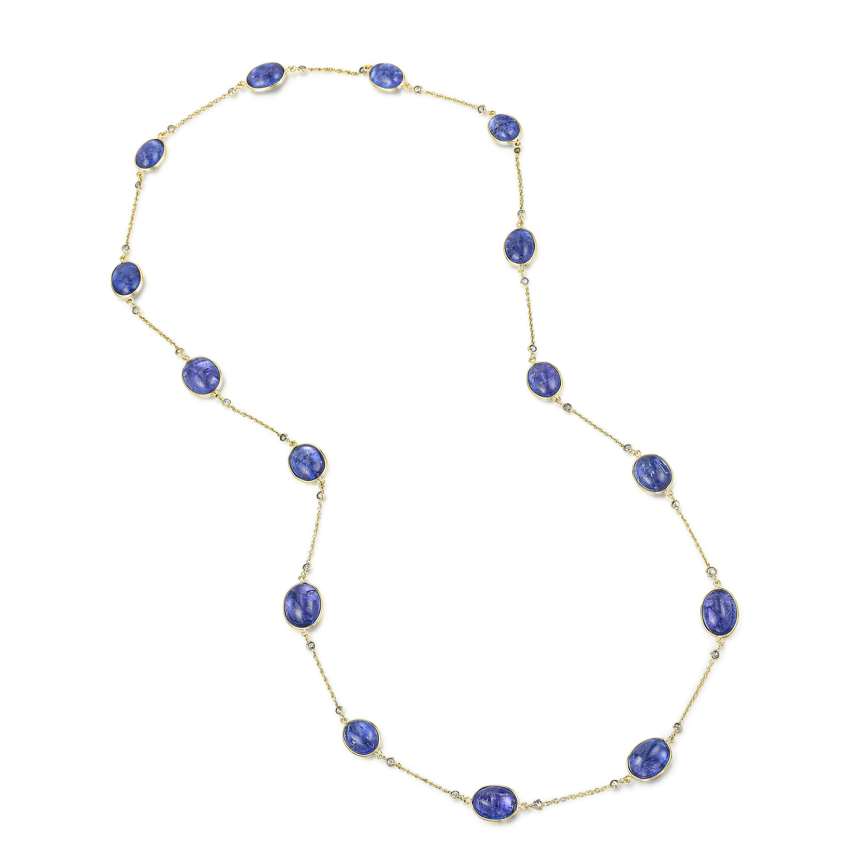 Appraisal: TANZANITE AND DIAMOND CHAIN NECKLACE METAL K gold GEMSTONE S