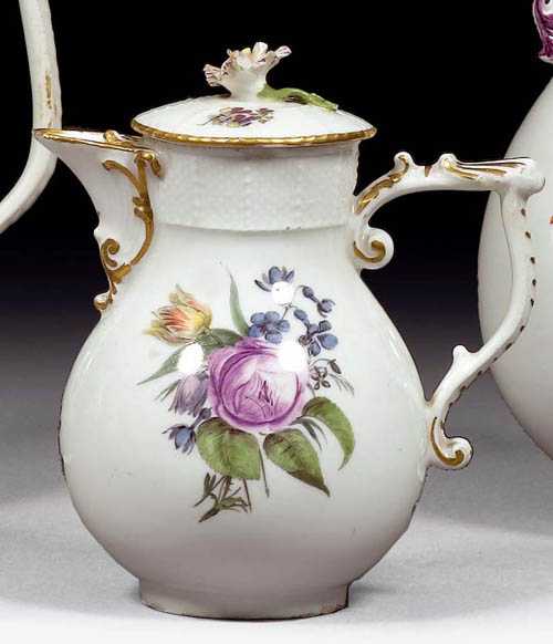 Appraisal: MILK JUG Meissen circa - With J-shaped rocaille handle and