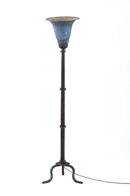 Appraisal: CONTINENTAL PAINTED AND PARCEL-GILT TOLE AND WROUGHT-IRON TORCHERE early th