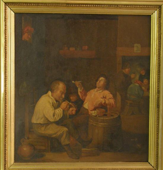 Appraisal: Continental tavern scene unsigned oil on board x