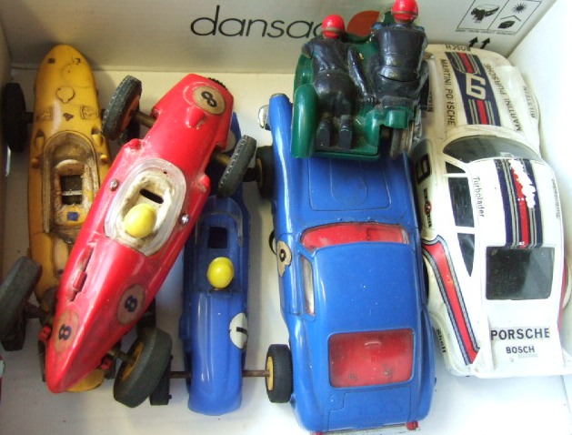 Appraisal: Six Scalextric toy vehicles including Typhoon Cooper MM C Porsche