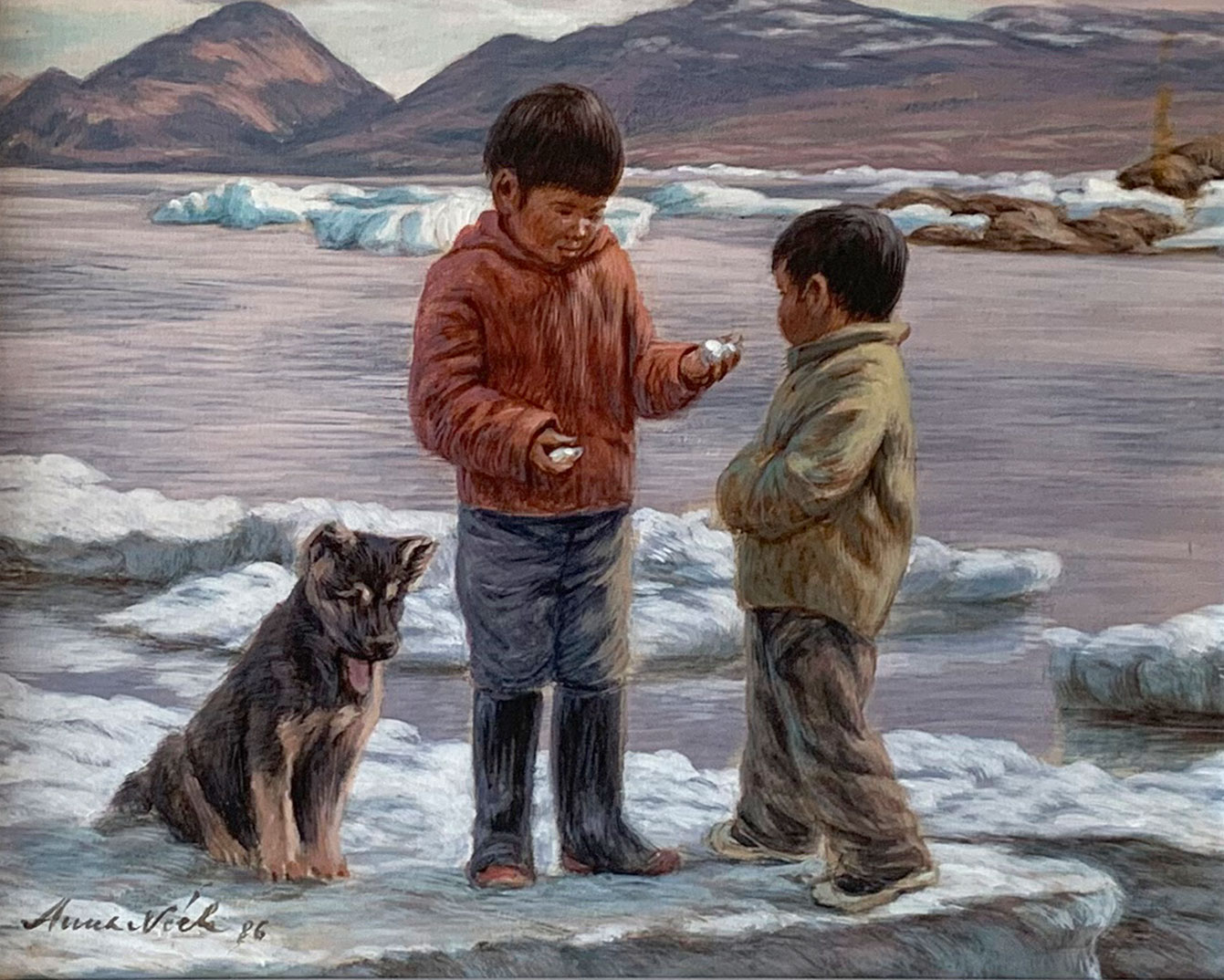 Appraisal: NOEH Anna Canadian ''Boys on Summer Ice'' Pond Inlet Oil