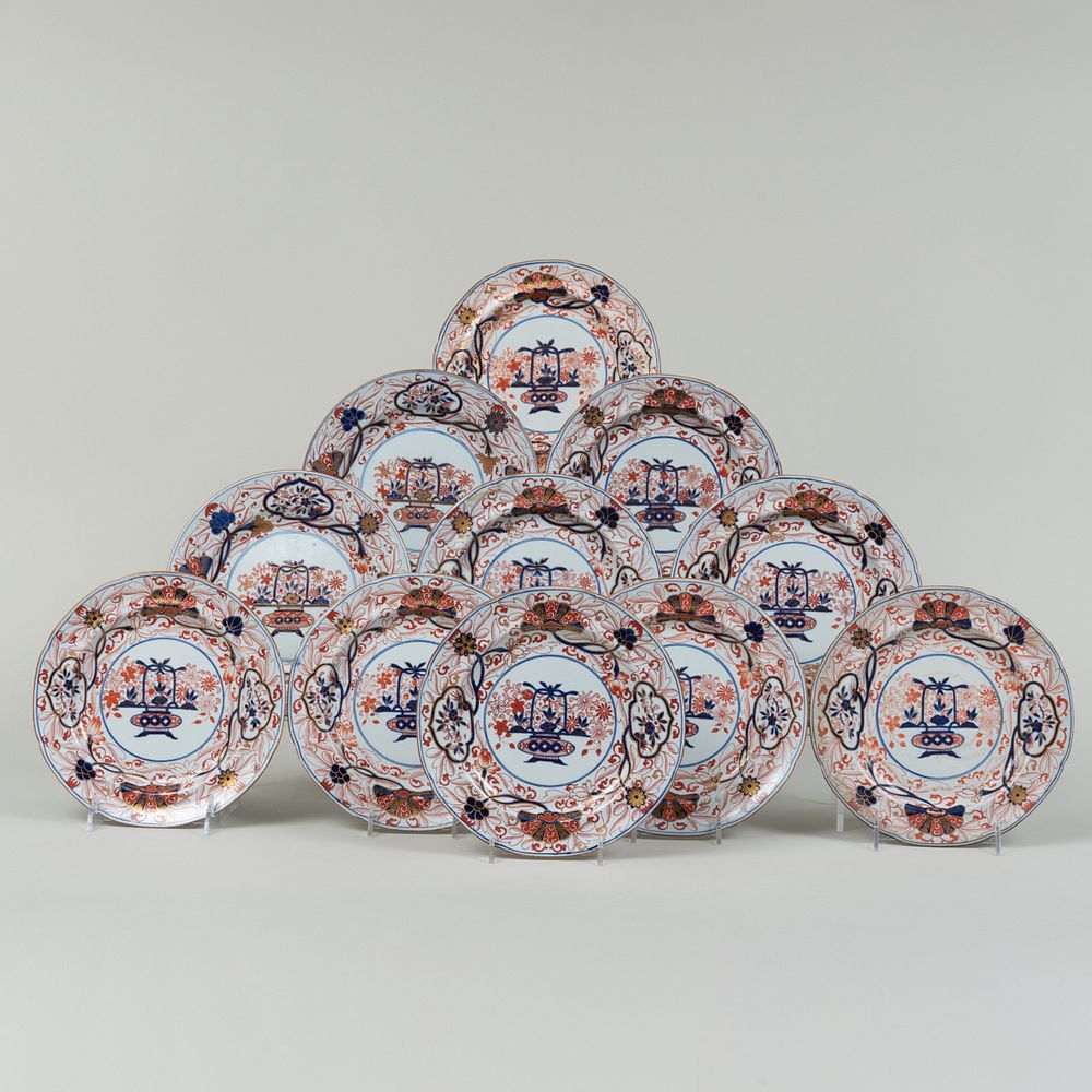 Appraisal: Set of Eleven Spode Ironstone Dessert Plates Blue printed mark