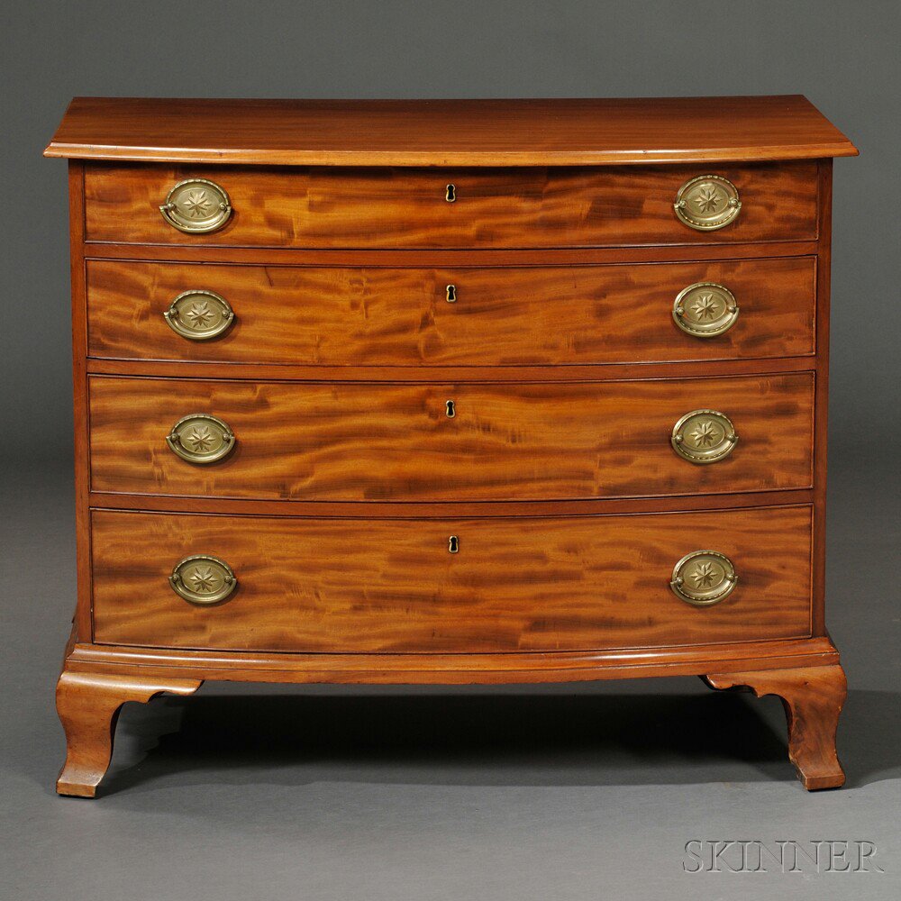 Appraisal: Mahogany and Mahogany Veneer Bowfront Chest of Four Drawers Massachusetts